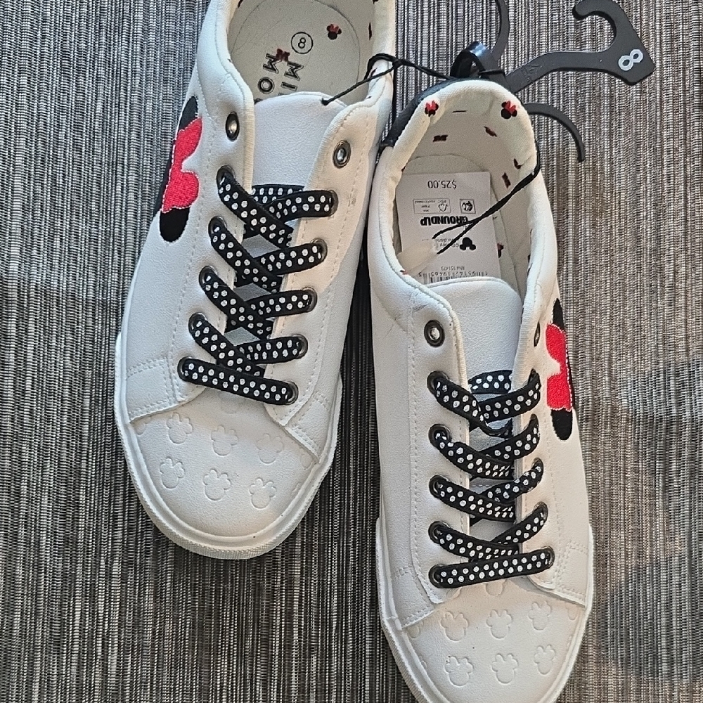 Disney Kids White and Black Sneakers with Minnie Mouse Design